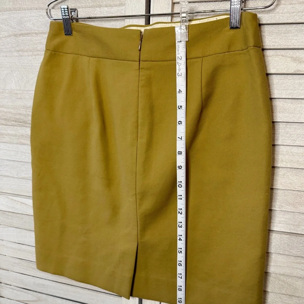 J Crew Olive Green Midi Skirt Size 6 NWT Bow Detail Preppy Preppy Business Chic